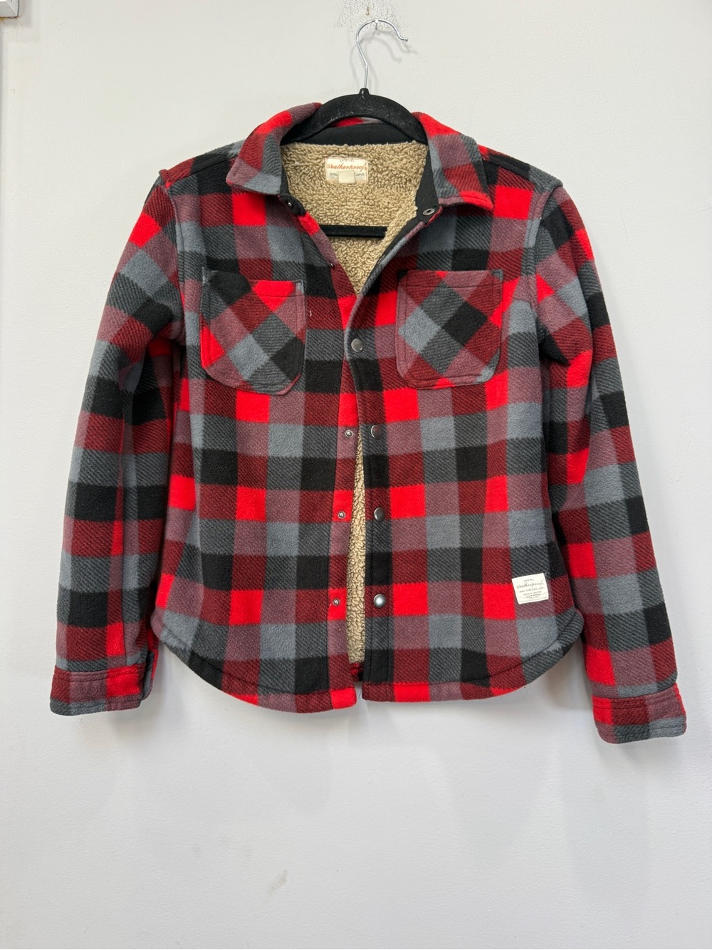 Weatherproof Red, Gray & Black Plaid Sherpa-Lined Kids Jacket